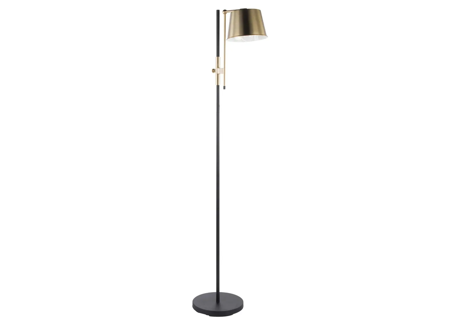 Metric Floor Lamp in Black, Antique Brass by Lumisource