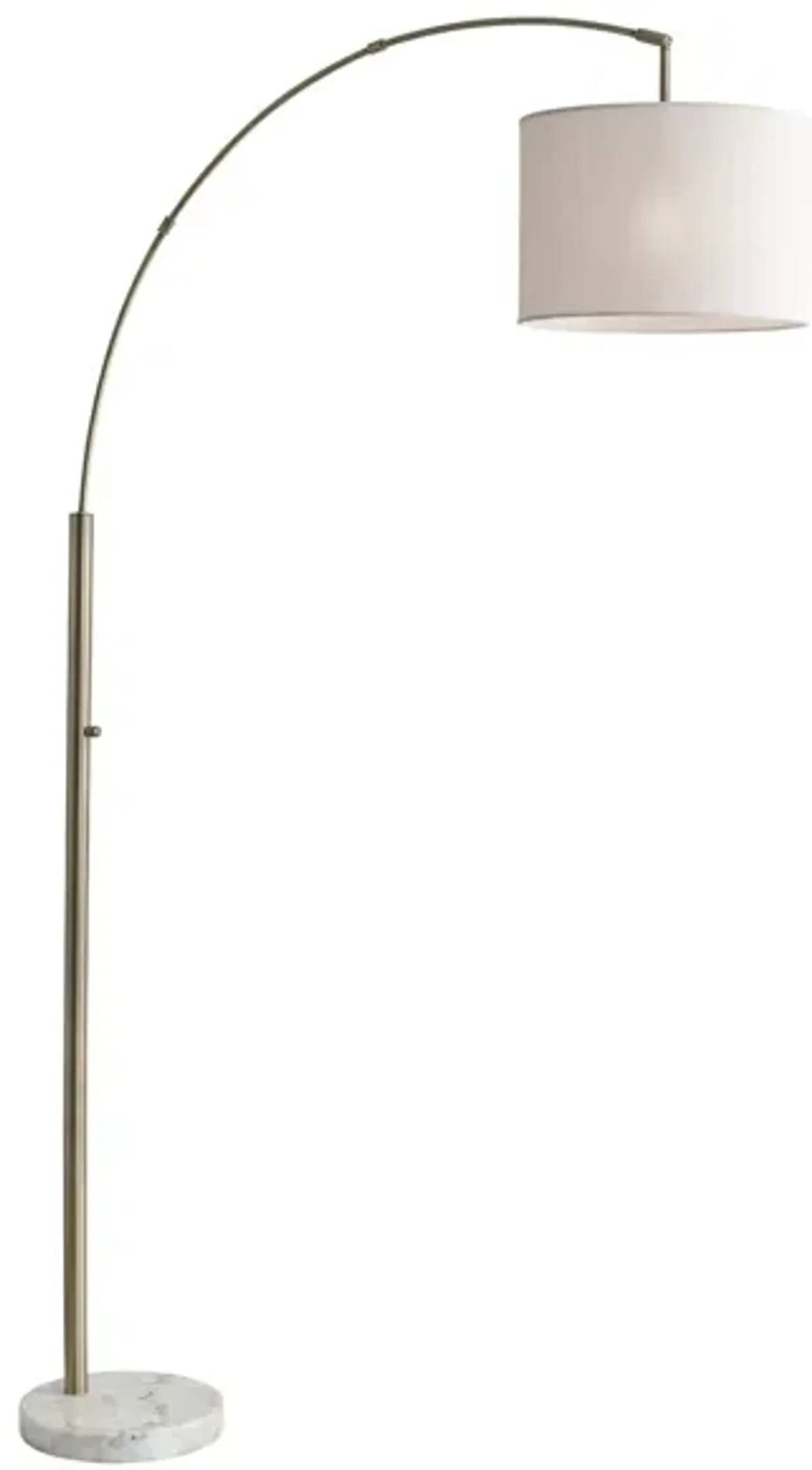 Bowery Arc Lamp in Antiqued Brass with White Shade by Adesso Inc