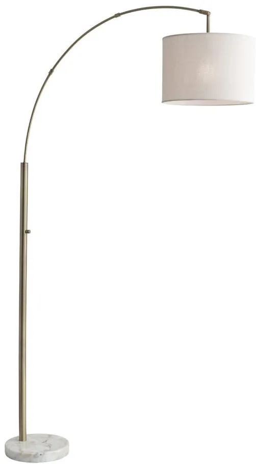 Bowery Arc Lamp in Antiqued Brass with White Shade by Adesso Inc