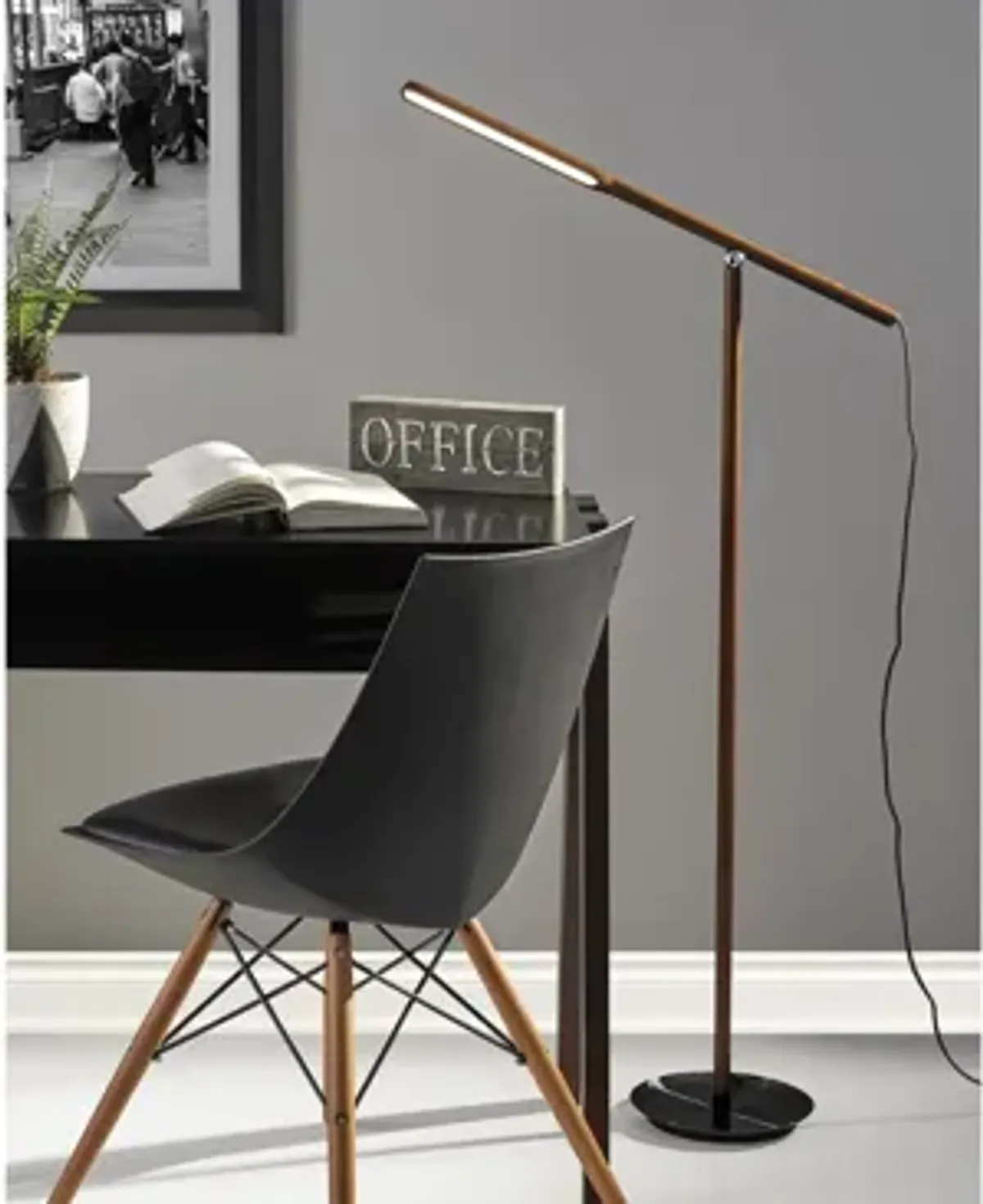 Gravity LED Floor Lamp in Walnut by Adesso Inc