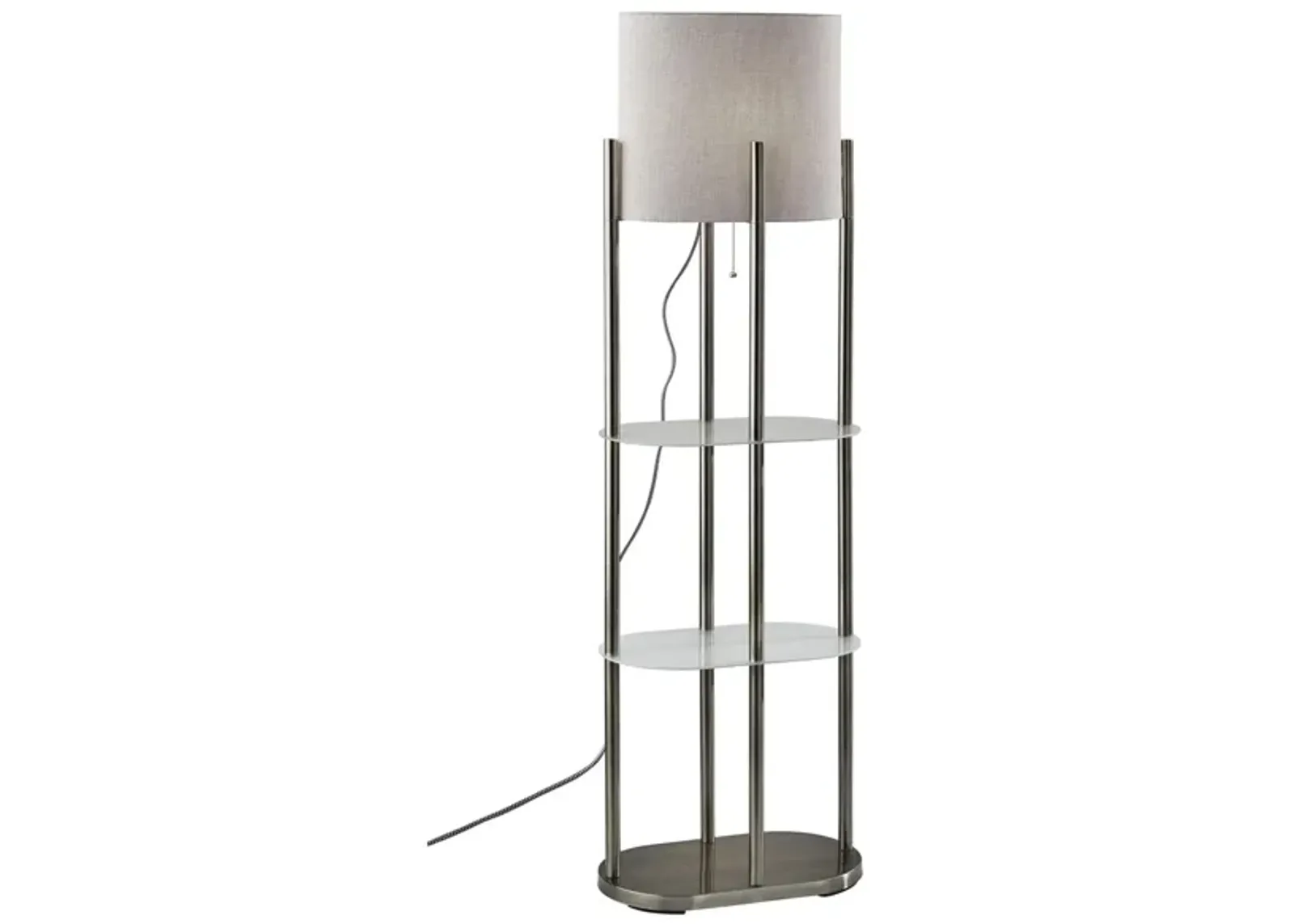 Norman Shelf Floor Lamp in Brushed Steel by Adesso Inc