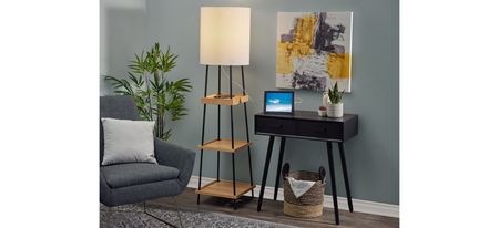 Henry Wireless Charging Shelf Floor Lamp in Black by Adesso Inc