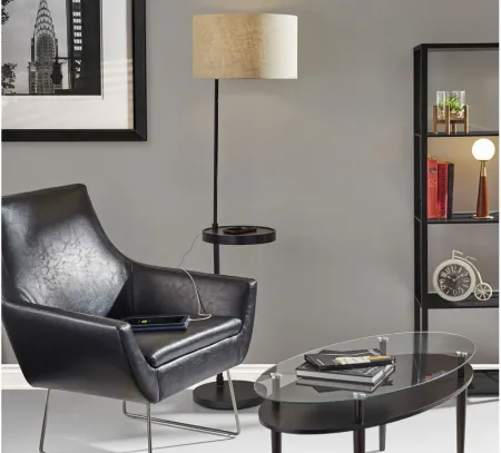Oliver Wireless Charging Shelf Floor Lamp in Black by Adesso Inc
