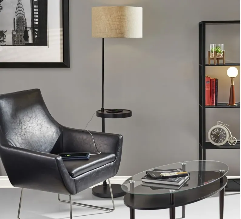 Oliver Wireless Charging Shelf Floor Lamp in Black by Adesso Inc