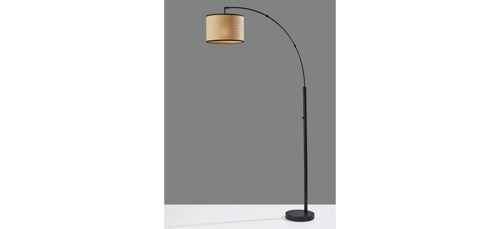 Bowery Arc Lamp in Black with Natural Shade by Adesso Inc