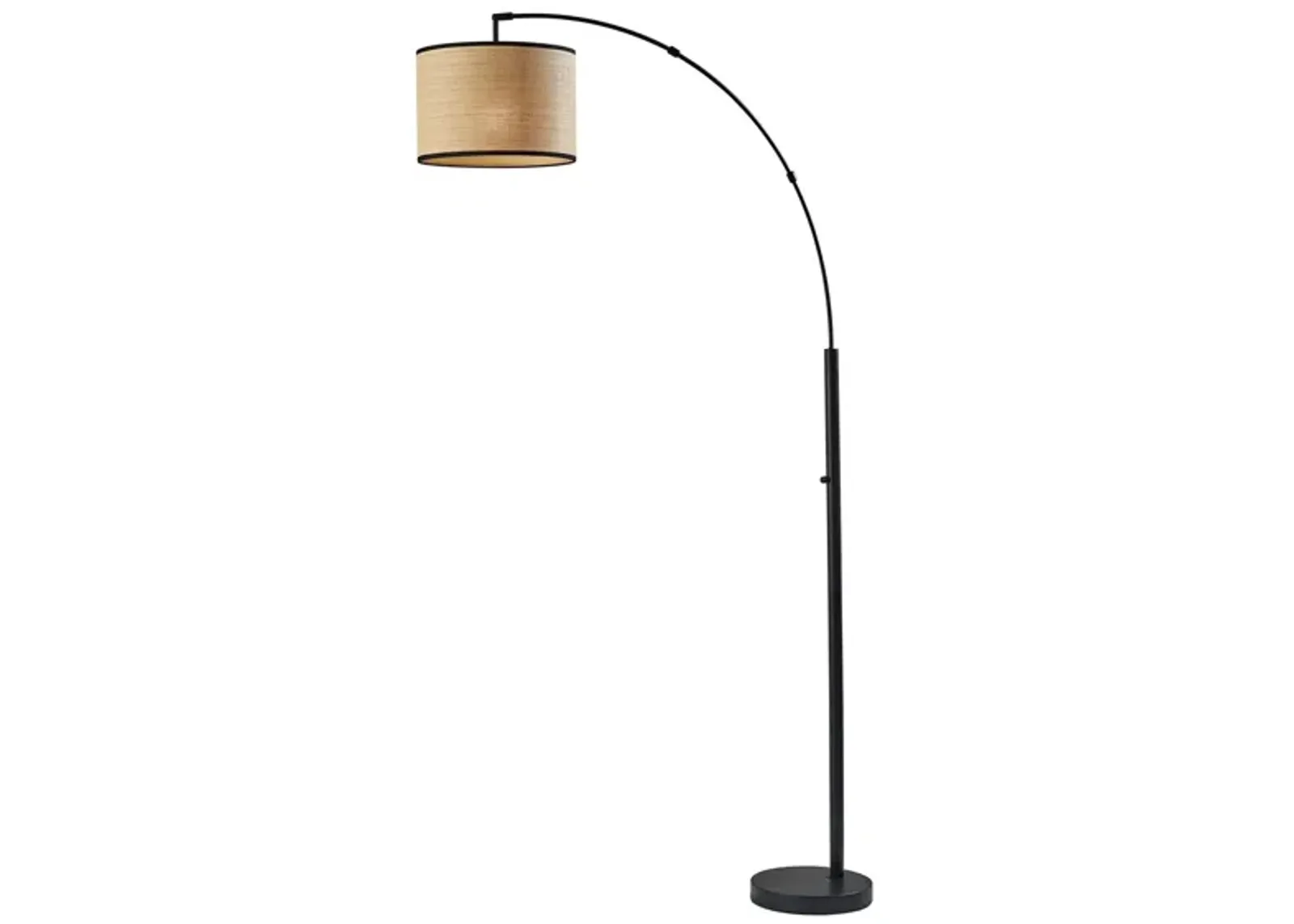 Bowery Arc Lamp in Black with Natural Shade by Adesso Inc