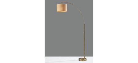 Bowery Arc Lamp in Antique Brass with Natural Shade by Adesso Inc