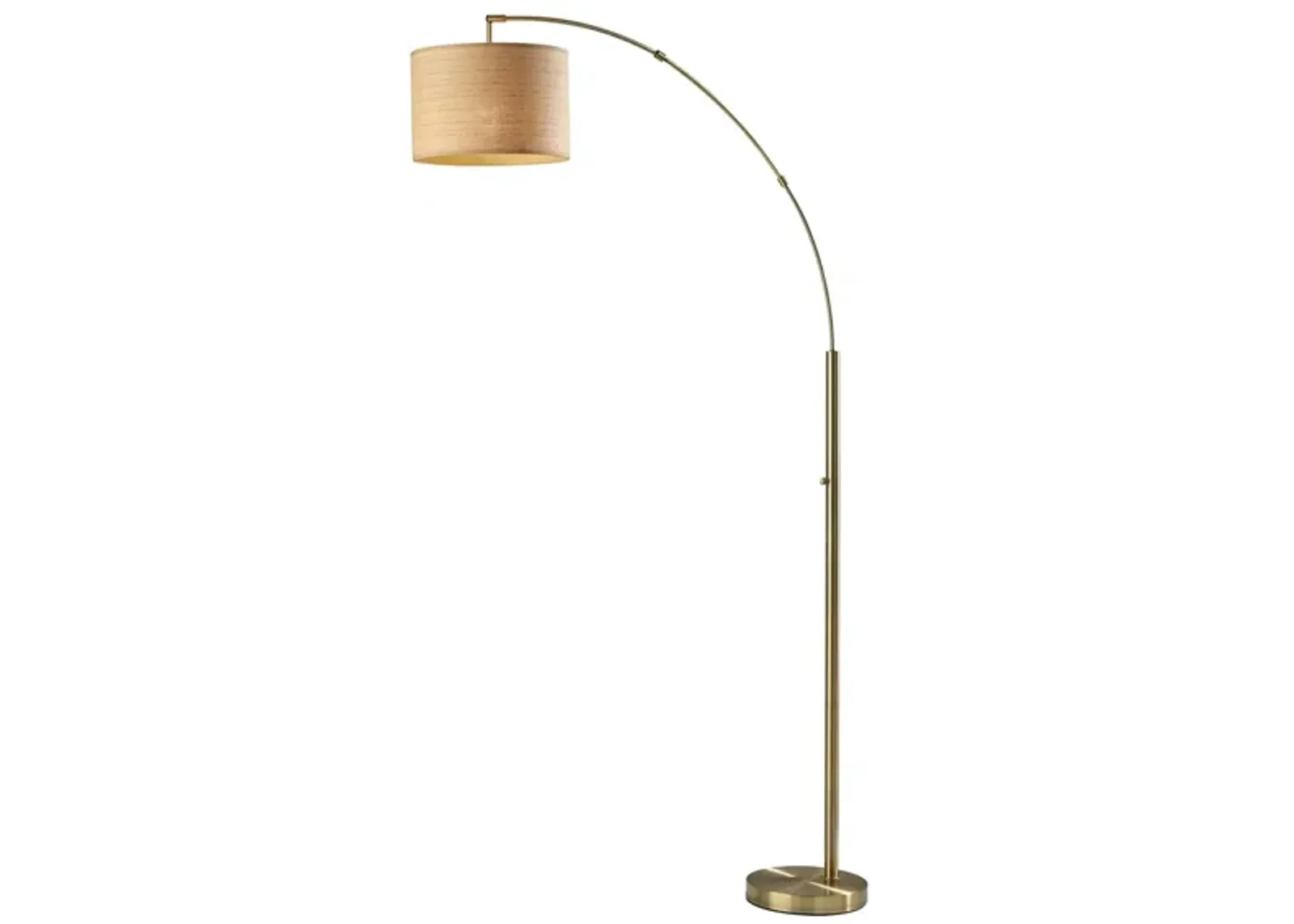 Bowery Arc Lamp in Antique Brass with Natural Shade by Adesso Inc