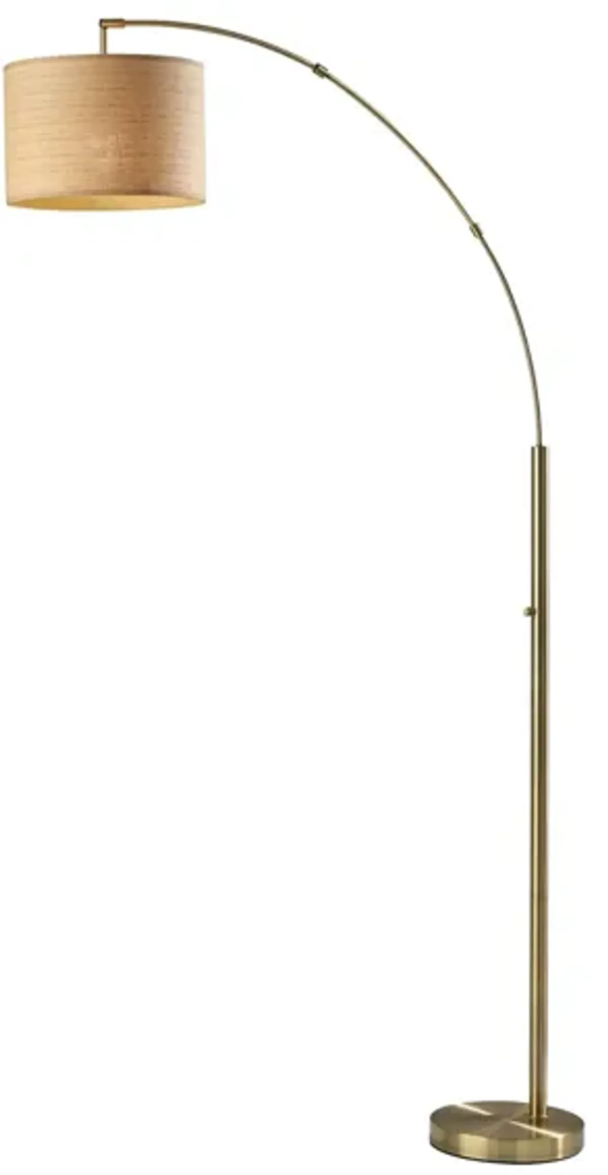 Bowery Arc Lamp in Antique Brass with Natural Shade by Adesso Inc