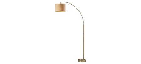 Bowery Arc Lamp in Antique Brass with Natural Shade by Adesso Inc