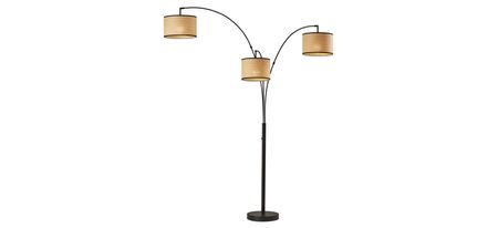 Bowery 3-Arm Arc Lamp in Black with Natural Shade by Adesso Inc