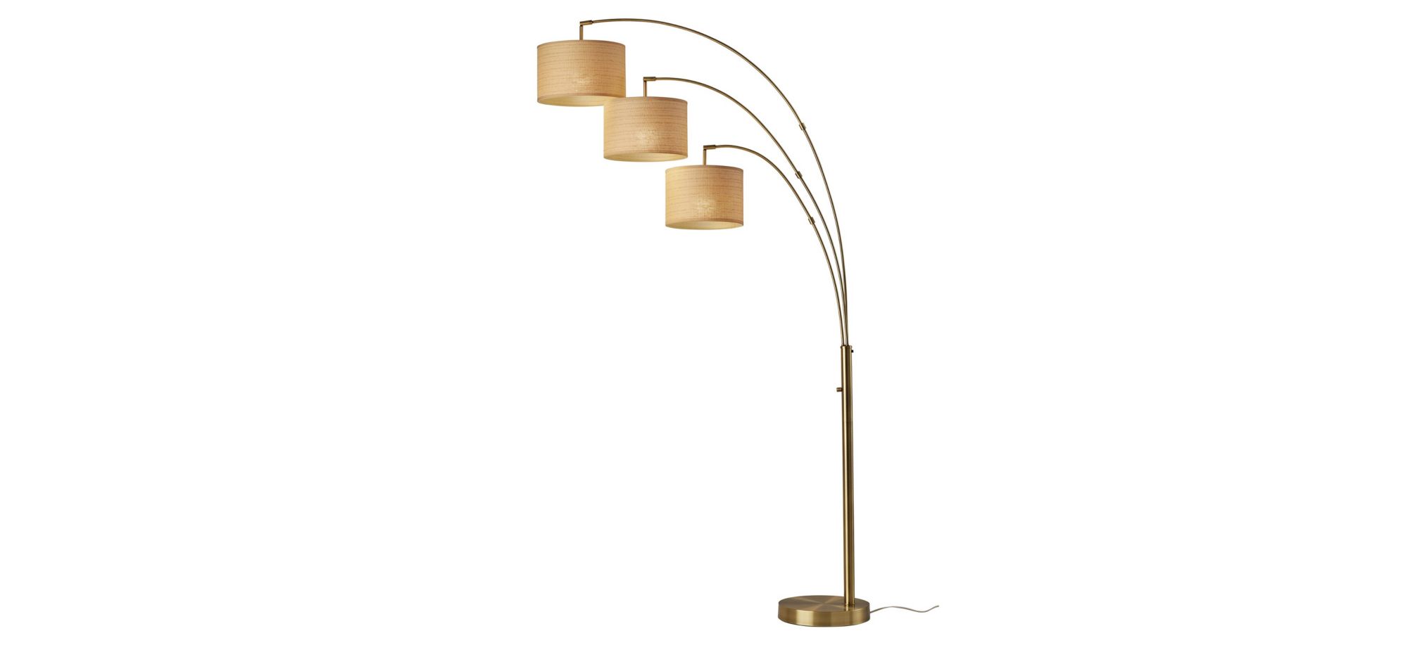 Bowery 3-Arm Arc Lamp in Antique Brass with Natural Shade by Adesso Inc