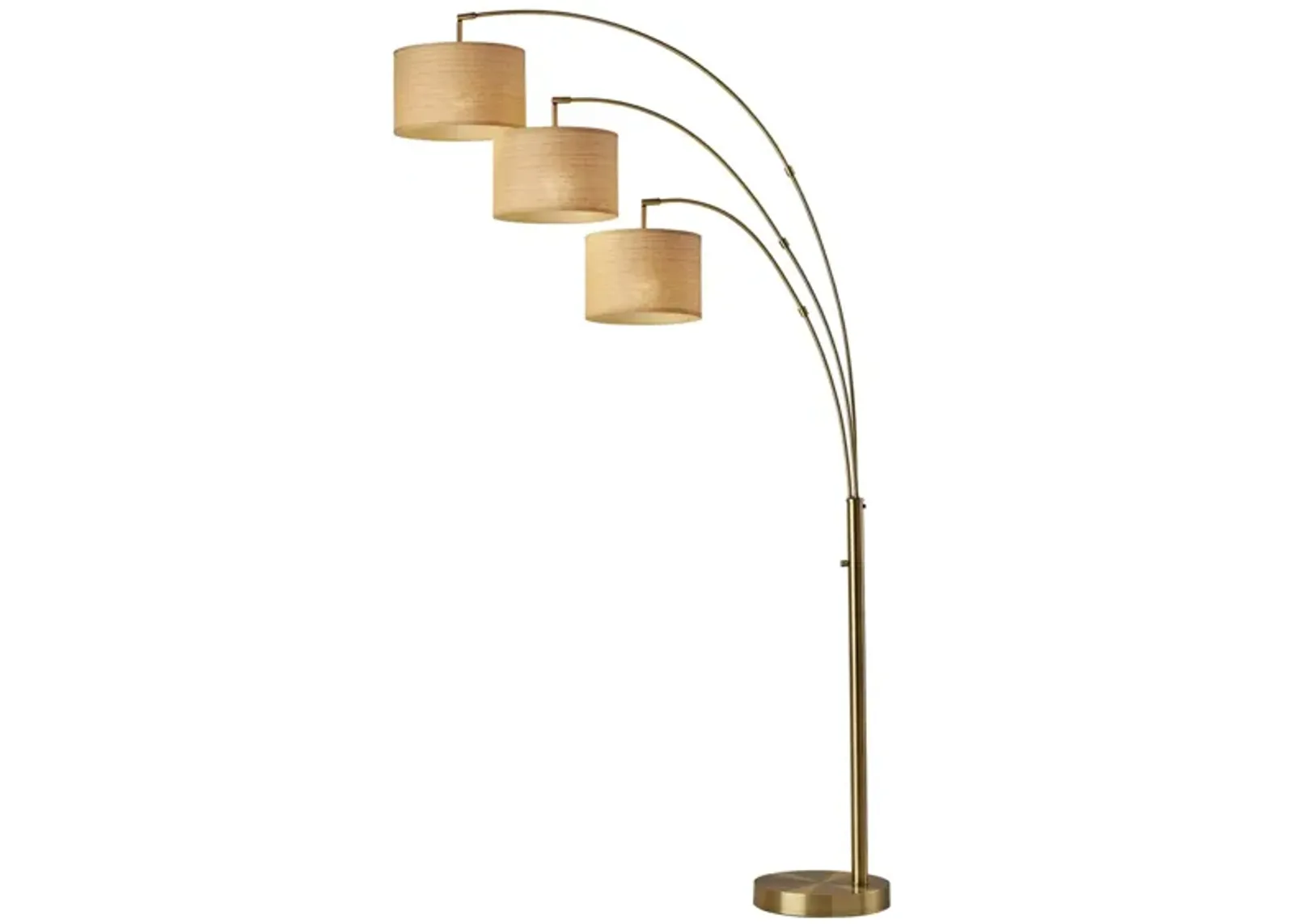 Bowery 3-Arm Arc Lamp in Antique Brass with Natural Shade by Adesso Inc