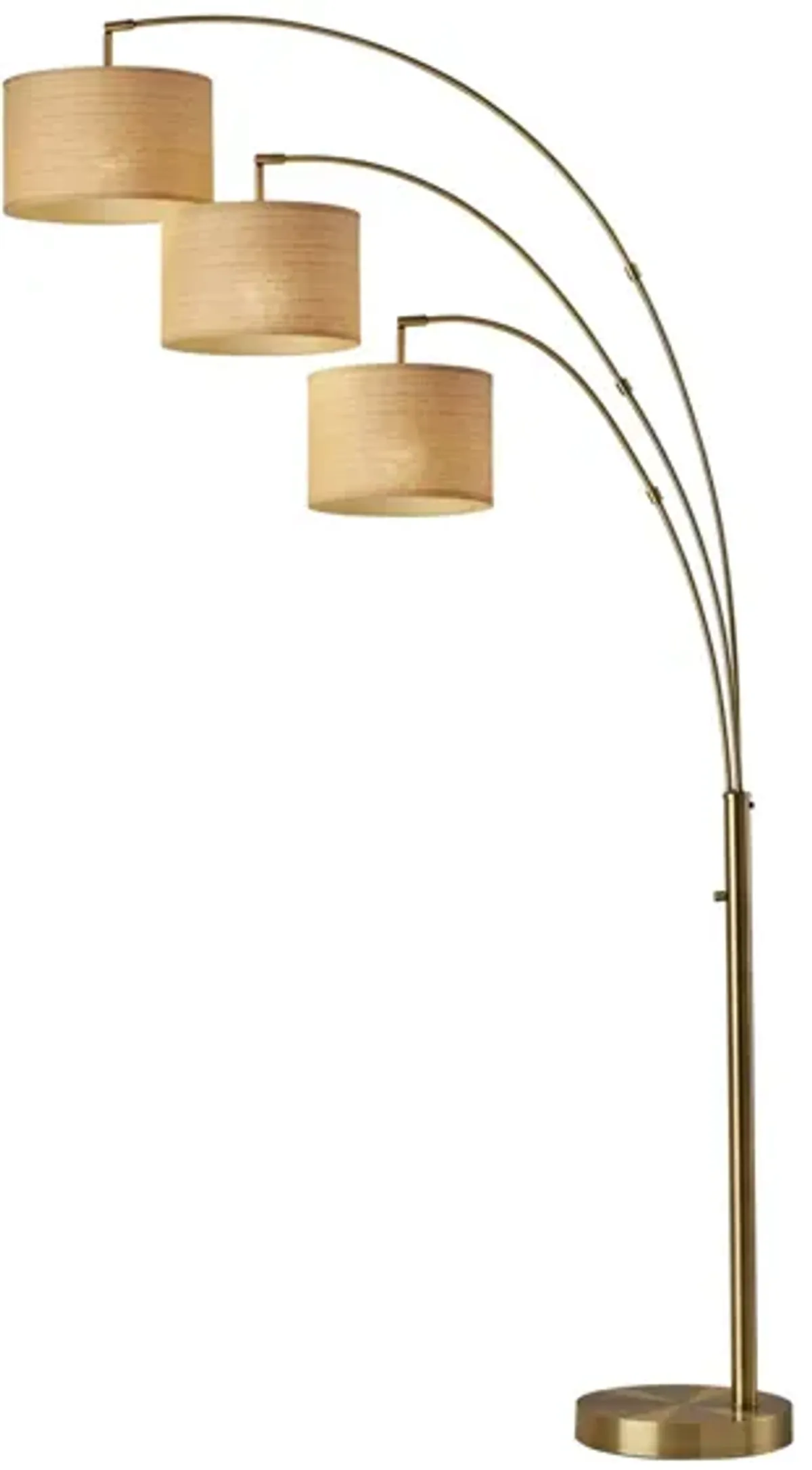 Bowery 3-Arm Arc Lamp in Antique Brass with Natural Shade by Adesso Inc