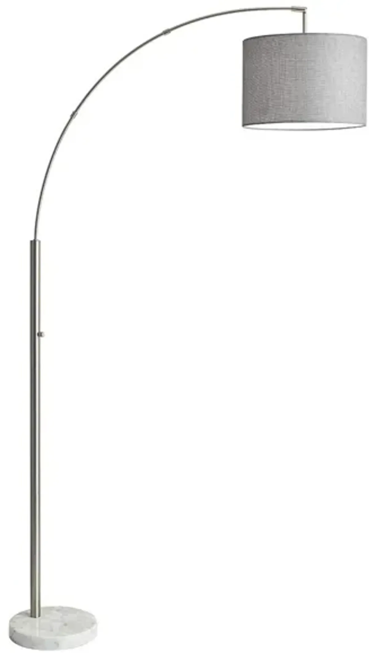 Bowery Arc Lamp in Brushed Steel with Gray Shade by Adesso Inc