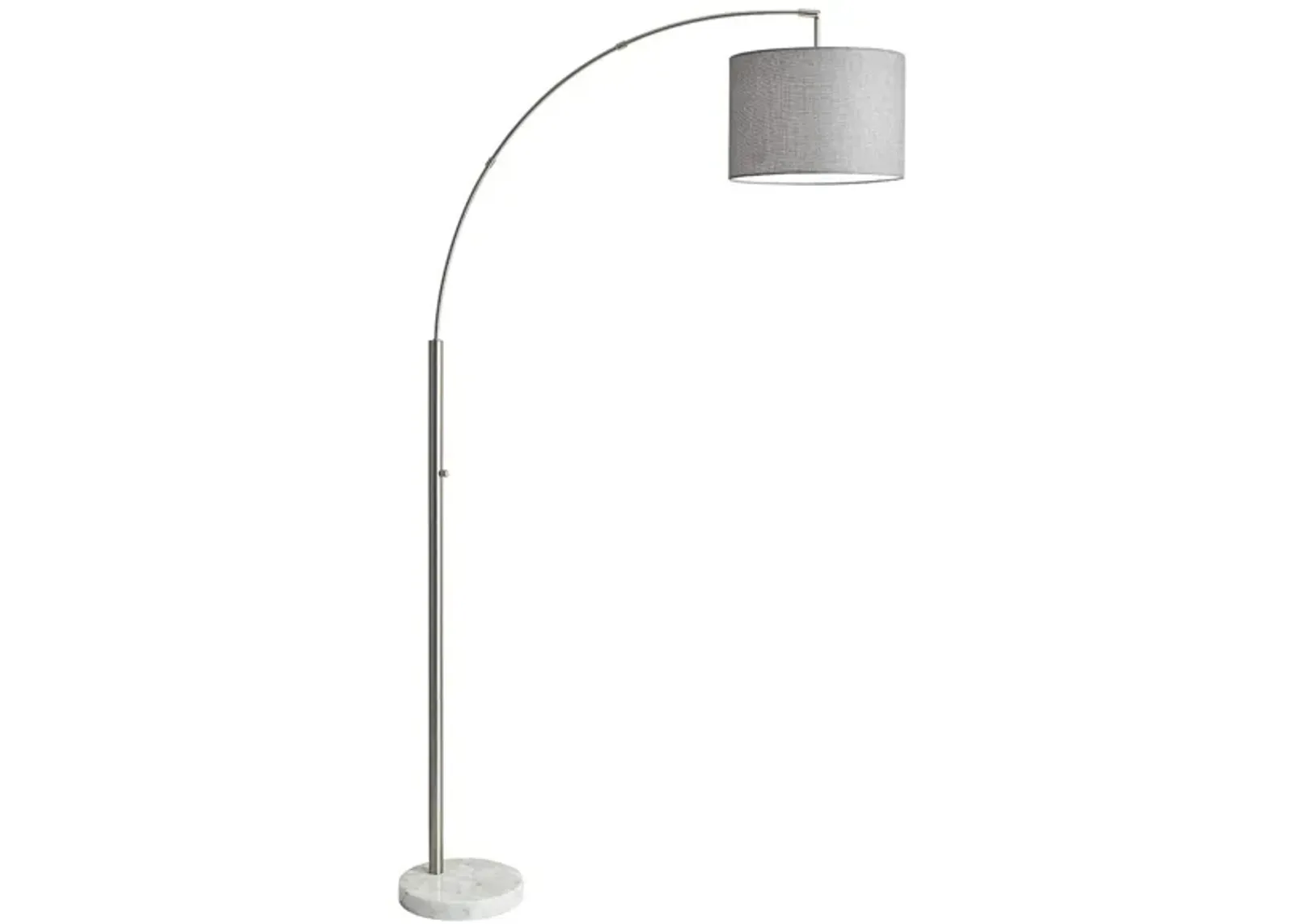 Bowery Arc Lamp in Brushed Steel with Gray Shade by Adesso Inc