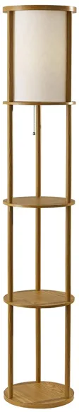 Stewart Round Shelf Floor Lamp in Natural by Adesso Inc