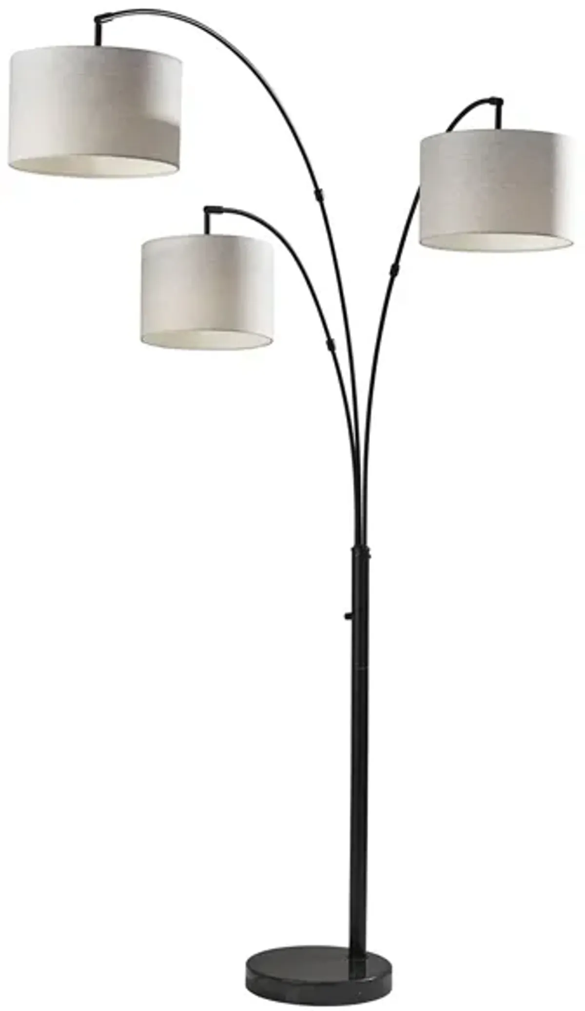 Bowery 3-Arm Arc Lamp in Black with White Shade by Adesso Inc