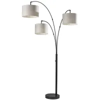 Bowery 3-Arm Arc Lamp in Black with White Shade by Adesso Inc
