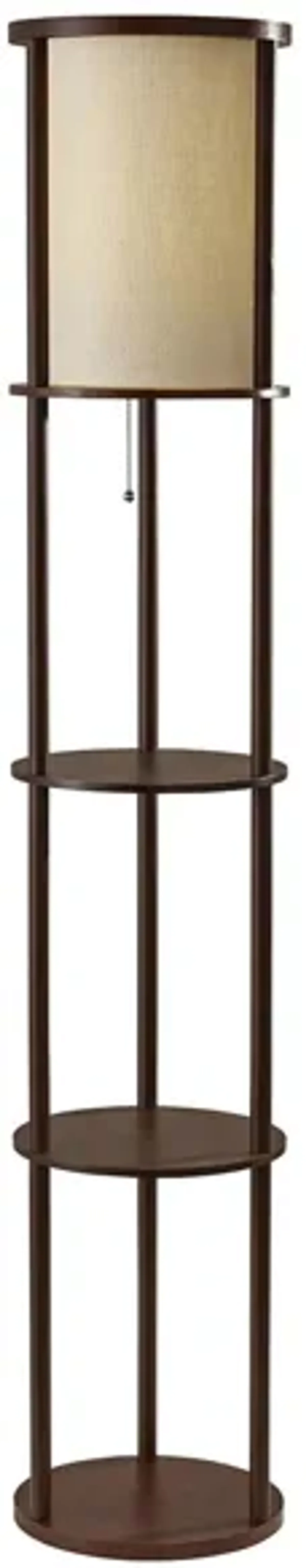 Stewart Round Shelf Floor Lamp in Walnut by Adesso Inc