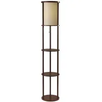 Stewart Round Shelf Floor Lamp in Walnut by Adesso Inc