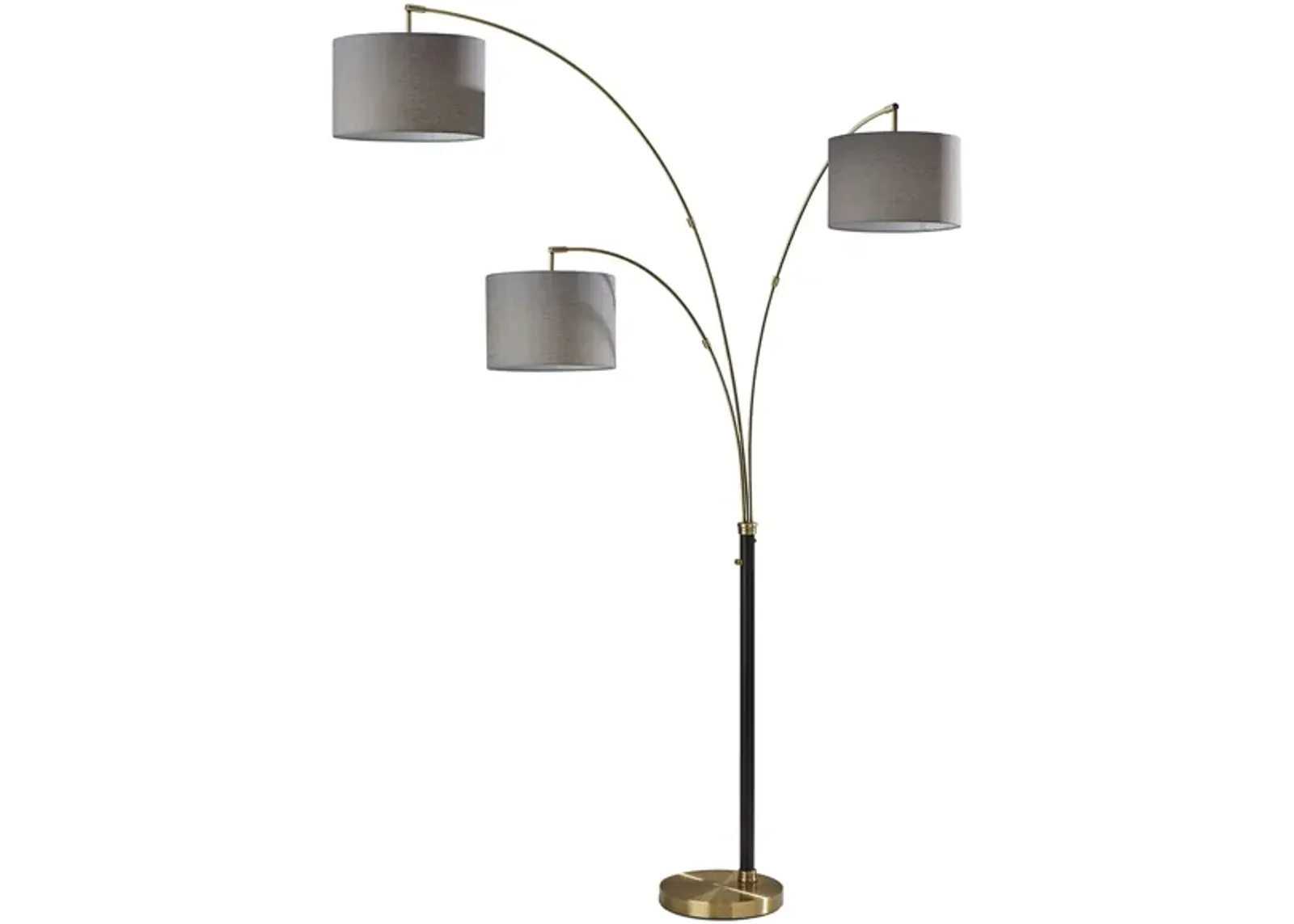 Bergen 3-Arm Arc Lamp in Black & Antique Brass by Adesso Inc