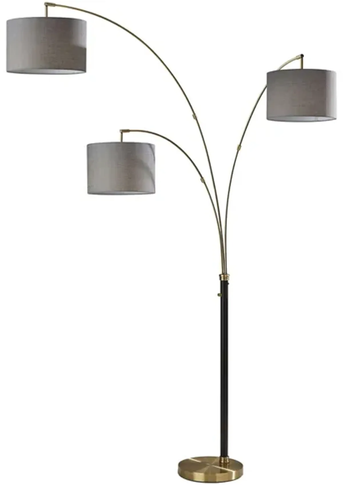 Bergen 3-Arm Arc Lamp in Black & Antique Brass by Adesso Inc