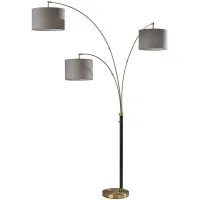 Bergen 3-Arm Arc Lamp in Black & Antique Brass by Adesso Inc