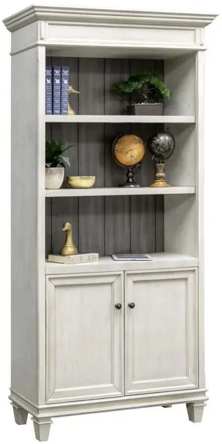 Hartford Bookcase w/ Doors in White/Gray by Martin Furniture