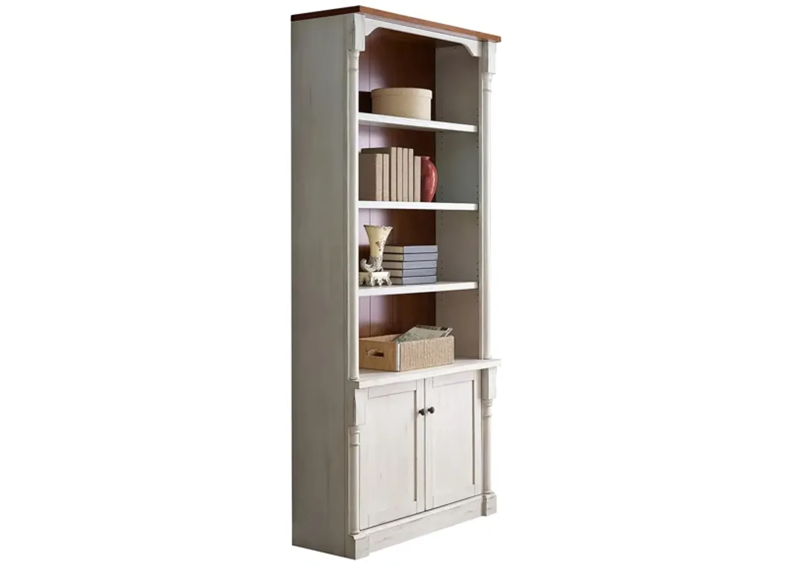 Durham 94" Bookcase with Doors in White by Martin Furniture