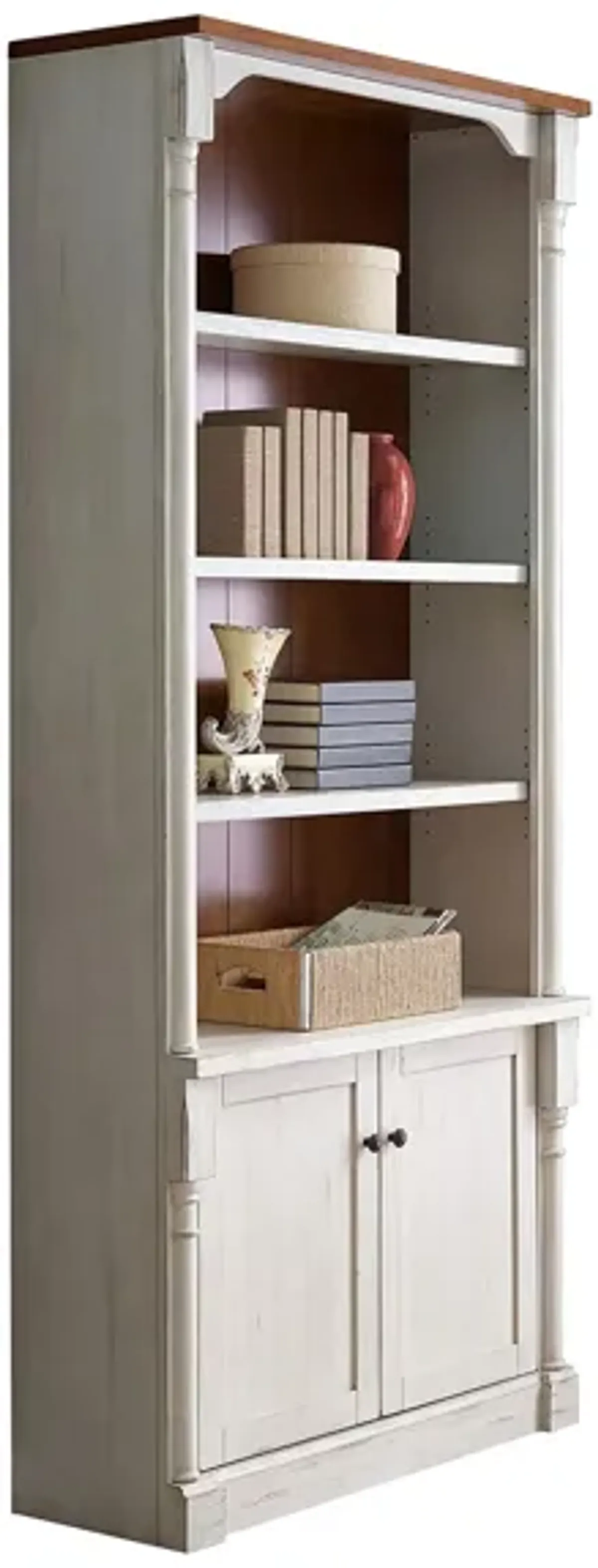 Durham 94" Bookcase with Doors in White by Martin Furniture