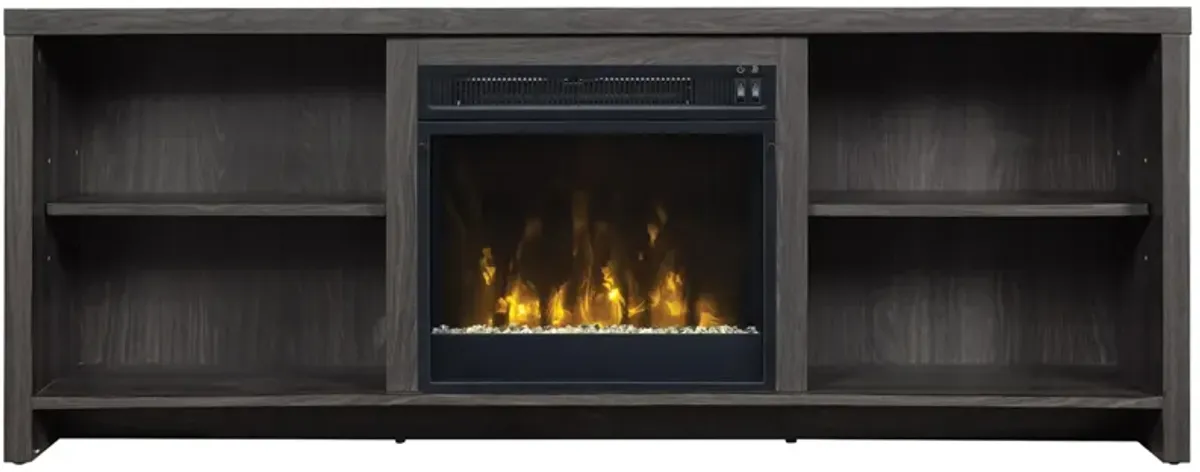 Zara 65" TV Stand with Electric Fireplace in Black Walnut by Twin-Star Intl.