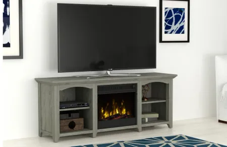 Melissa 60" TV Stand with Electric Fireplace in Gray Oak by Twin-Star Intl.