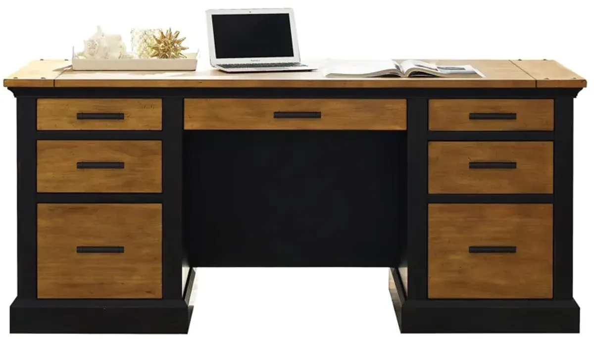 Toulouse Double Pedestal Desk in Ebony/Honey by Martin Furniture