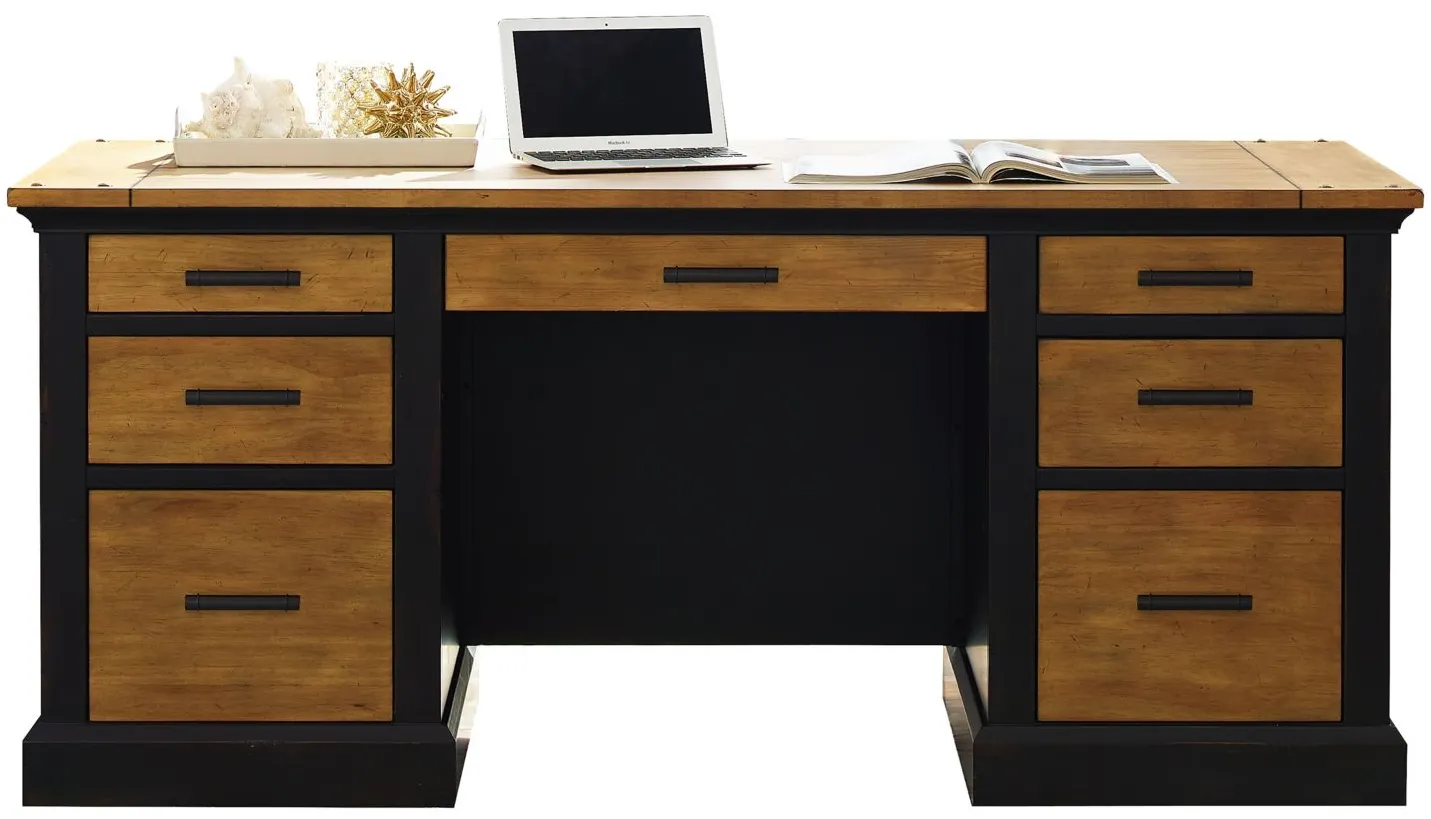 Toulouse Double Pedestal Desk in Ebony/Honey by Martin Furniture