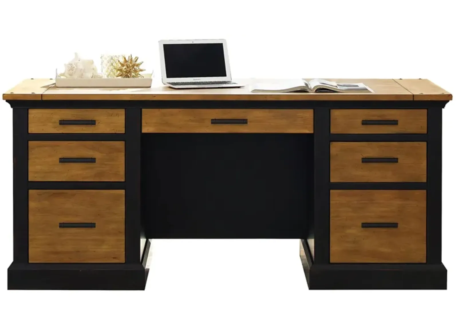 Toulouse Double Pedestal Desk in Ebony/Honey by Martin Furniture