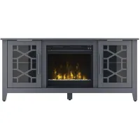 Lilian 60" TV Stand with Electric Fireplace in Cool Gray by Twin-Star Intl.