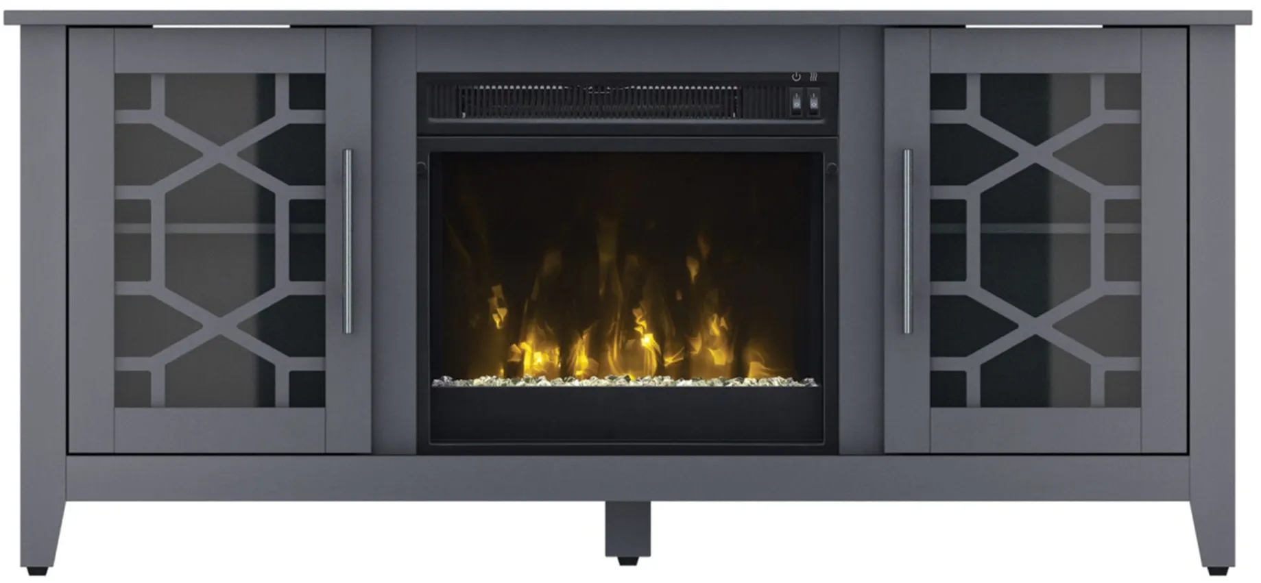 Lilian 60" TV Stand with Electric Fireplace in Cool Gray by Twin-Star Intl.