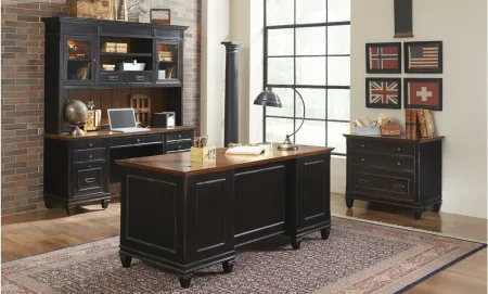 Hartford Double Pedestal Desk in Black by Martin Furniture