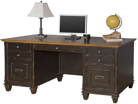 Hartford Double Pedestal Desk in Black by Martin Furniture