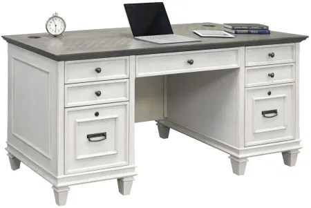 Hartford Double Pedestal Desk in Off-White/Gray by Martin Furniture