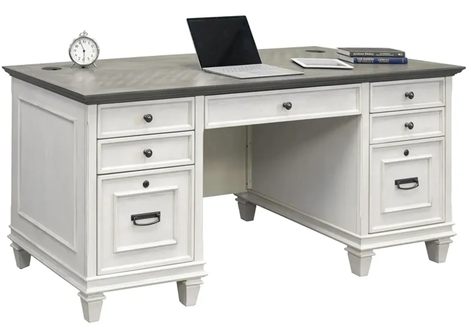 Hartford Double Pedestal Desk in Off-White/Gray by Martin Furniture