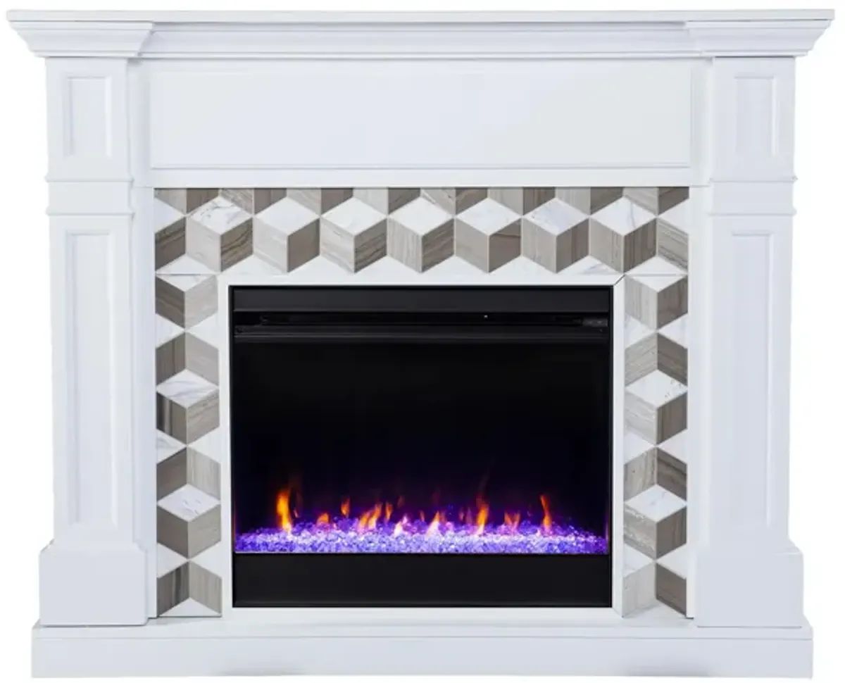 Enright Color Changing Fireplace in White by SEI Furniture