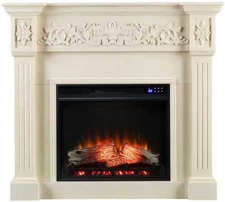 Holt Touch Screen Fireplace in White by SEI Furniture