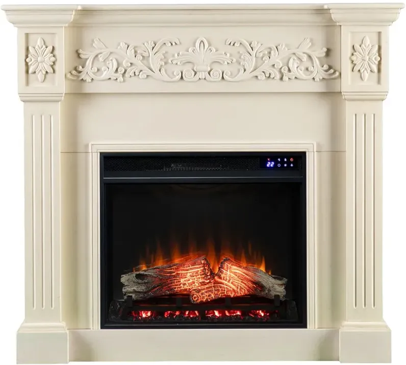 Holt Touch Screen Fireplace in White by SEI Furniture