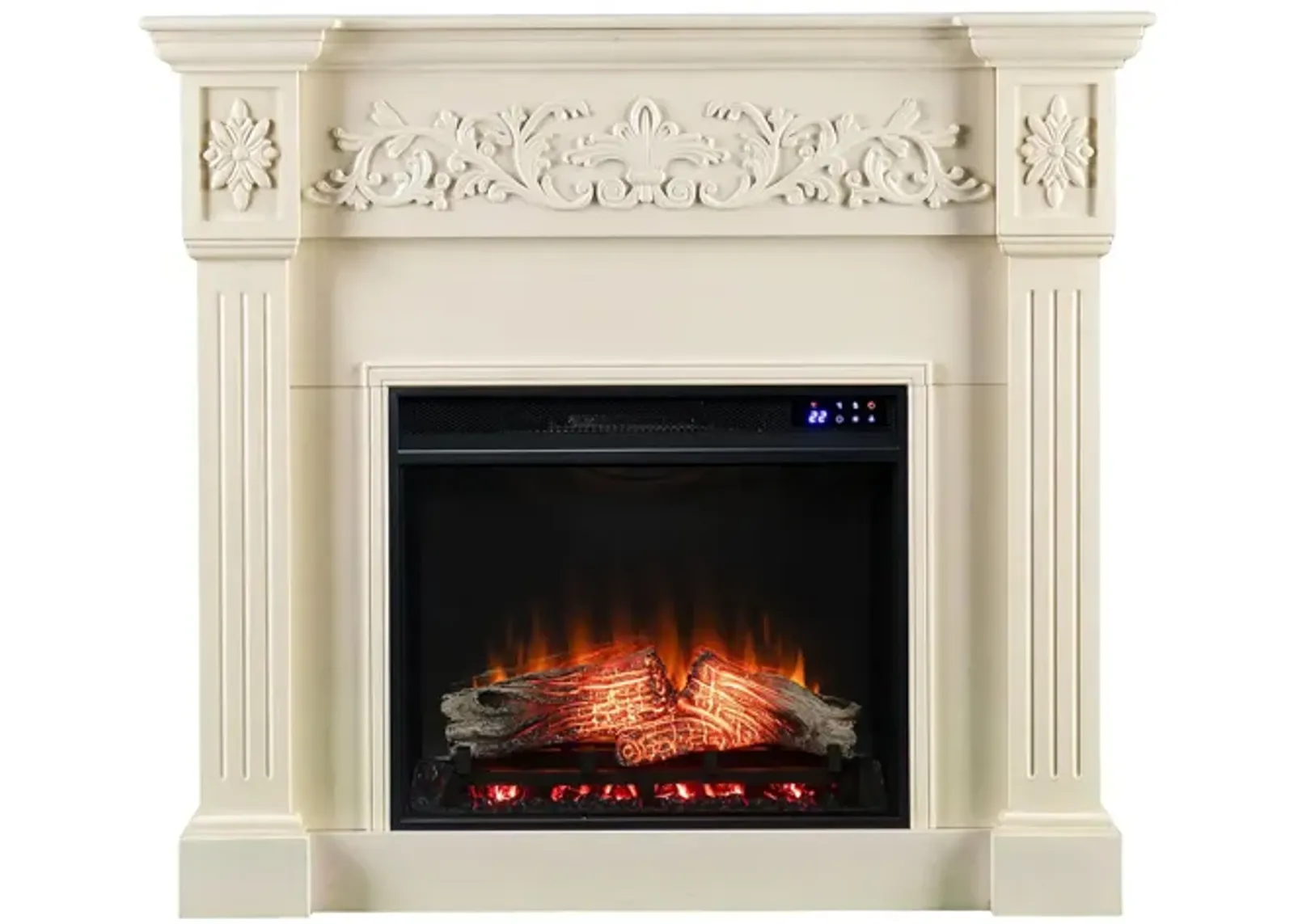 Holt Touch Screen Fireplace in White by SEI Furniture