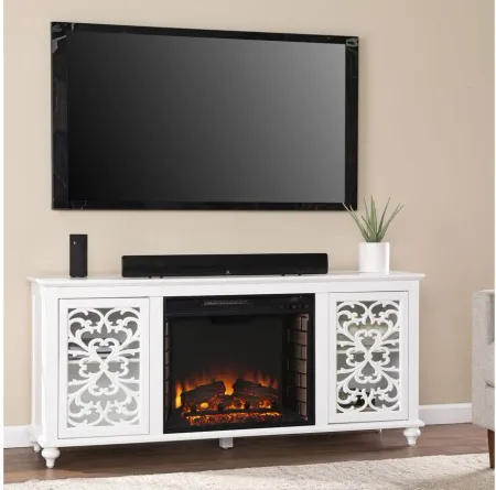 Miller Fireplace Console in White by SEI Furniture