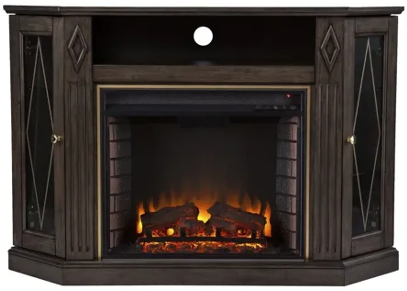 Blackburn Corner Media Fireplace in Brown by SEI Furniture