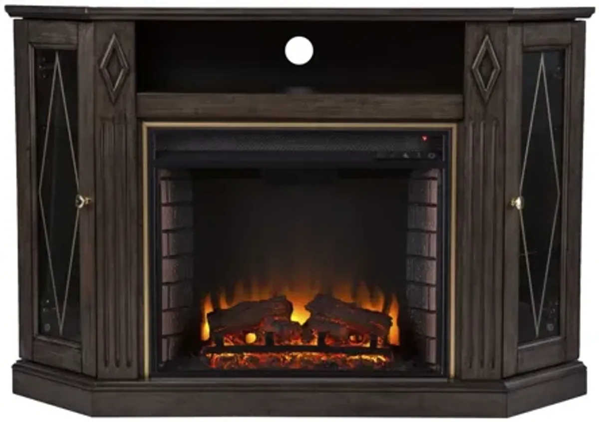 Blackburn Corner Media Fireplace in Brown by SEI Furniture