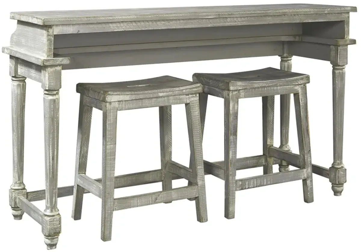 Hinsdale Console Bar Table w/ Two Stools in Greywood by Aspen Home